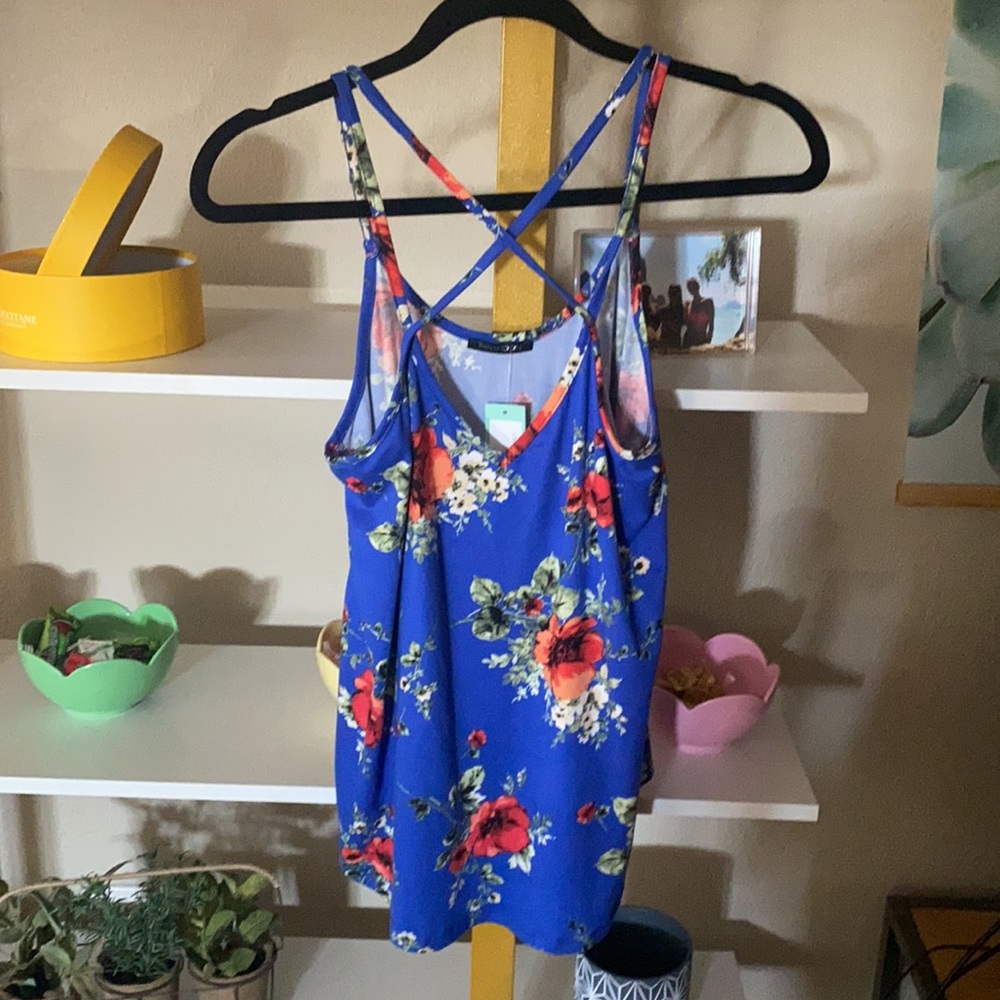 Blue Floral Tank! Can dress up or down! Brand New!